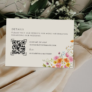 Carte D'accompagnement Mi-été   Romantique Flores d'automne Mariage QR