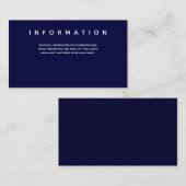 Carte D'accompagnement Micro Mariage bleu foncé Information de typographi (Devant / Derrière)