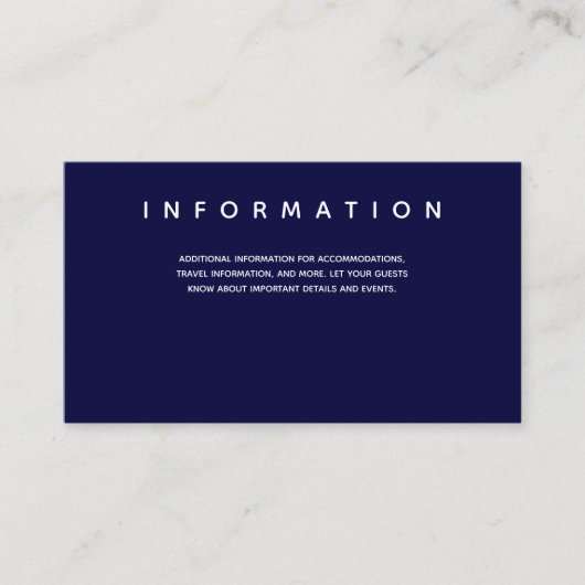 Carte D'accompagnement Micro Mariage bleu foncé Information de typographi (Devant)