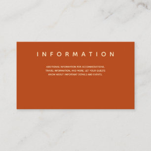 Carte D'accompagnement Micro Mariage Brûlé Orange Information sur la typo