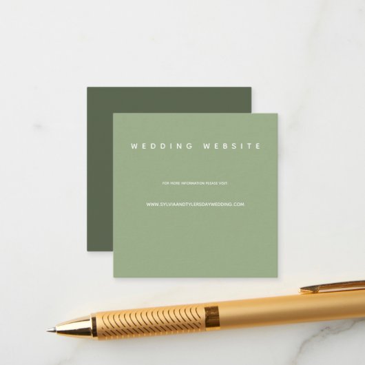 Carte D'accompagnement Micro Mariage Sage Minimal Mariage Website (Devant/Arrière en situation)