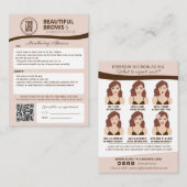 Carte D'accompagnement Microblading Brow Aftercare & Nomination Reminder (Devant / Derrière)