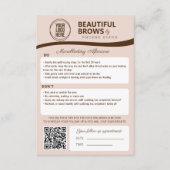 Carte D'accompagnement Microblading Brow Aftercare & Nomination Reminder (Devant)