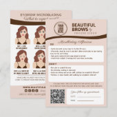 Carte D'accompagnement Microblading Brow Aftercare & Nomination Reminder (Devant / Derrière)