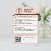 Carte D'accompagnement Microblading Brow Aftercare & Nomination Reminder (Debout devant)