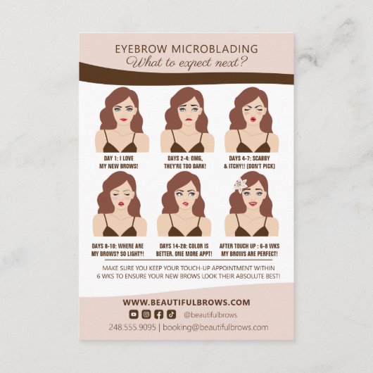 Carte D'accompagnement Microblading Brow Aftercare & Nomination Reminder (Dos)