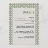 Carte D'accompagnement Mid Century Mod Retro Détails du Mariage Olive Gre (Devant)