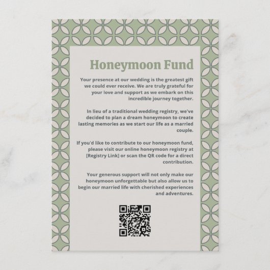 Carte D'accompagnement Mid Century Mod Retro Mariage Olive Green (Devant)