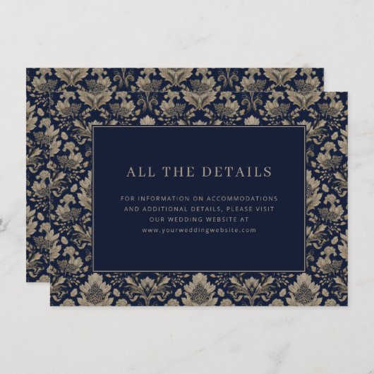 Carte D'accompagnement Midnight Baroque Wedding (Devant / Derrière)