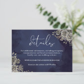 Carte D'accompagnement Midnight Blue Floral Rose gothique Détails du Mari (Debout devant)