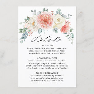 Carte D'accompagnement Midsummer Peach Pastel Rose Floral Détails du Mari