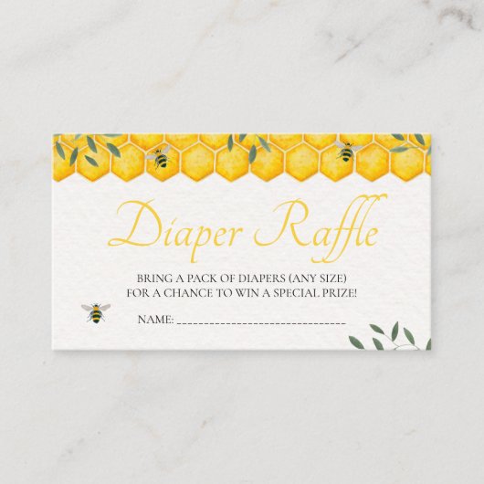 Carte D'accompagnement Miel Bee Greenery Baby shower Déchets Raffle (Devant)
