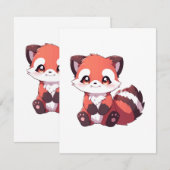 Carte D'accompagnement mignon panda roux (Devant / Derrière)