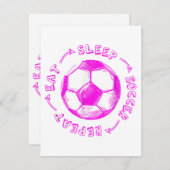 Carte D'accompagnement Mignonnes Filles Mangent Sleep Soccer Répéter - Jo (Devant / Derrière)