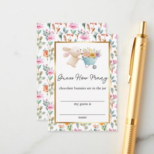 Carte D'accompagnement Mignons Petits Fleurs sauvages Bunny Devinez Combi (Devant/Arrière en situation)