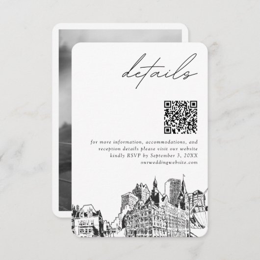 Carte D'accompagnement Milwaukee Mariage moderne Détails QR Code (Devant / Derrière)