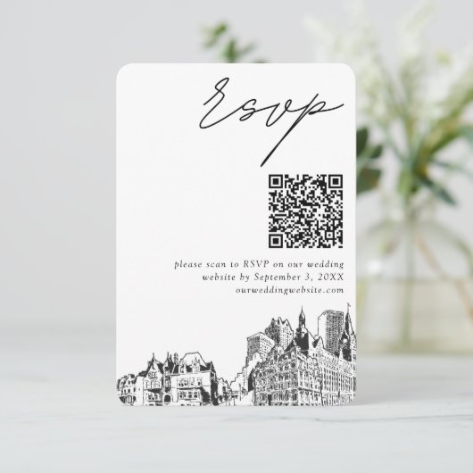 Carte D'accompagnement Milwaukee Mariage moderne RSVP QR Code (Debout devant)