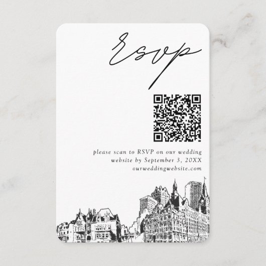 Carte D'accompagnement Milwaukee Mariage moderne RSVP QR Code (Devant)