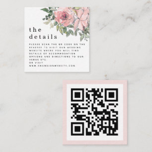 Carte D'accompagnement MINI Blush Florals Code QR Détails du Mariage