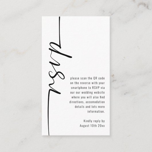 Carte D'accompagnement Mini Calligraphie moderne QR Code Mariage RSVP (Devant)