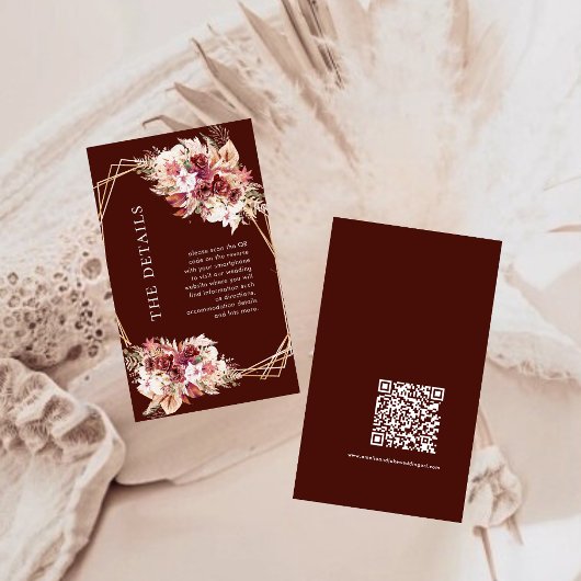Carte D'accompagnement Mini Code QR Détails de Mariage Terracotta Boho
