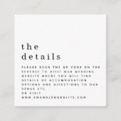 Carte D'accompagnement MINI code QR noir blanc Détails Mariage (Devant)