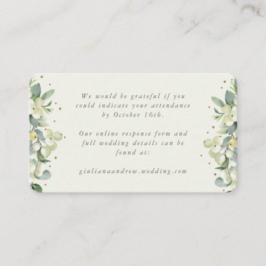 Carte D'accompagnement Mini crème Snowberry+Eucalyptus Online RSVP (Devant)