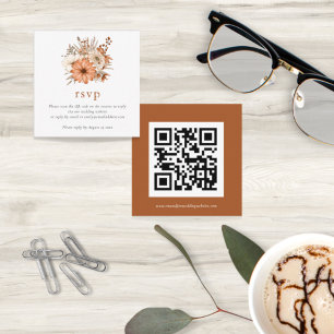 Carte D'accompagnement Mini fleurs d'automne QR Code Mariage en ligne RSV