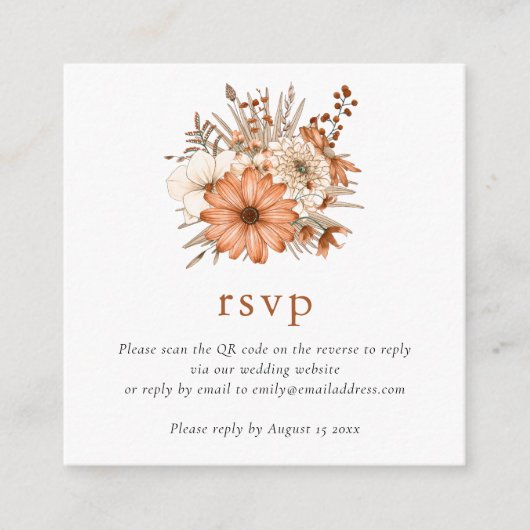 Carte D'accompagnement Mini fleurs d'automne QR Code Mariage en ligne RSV (Devant)