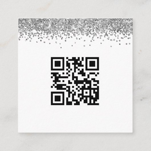 Carte D'accompagnement Mini Glam Parties scintillant argent QR Code Maria (Dos)