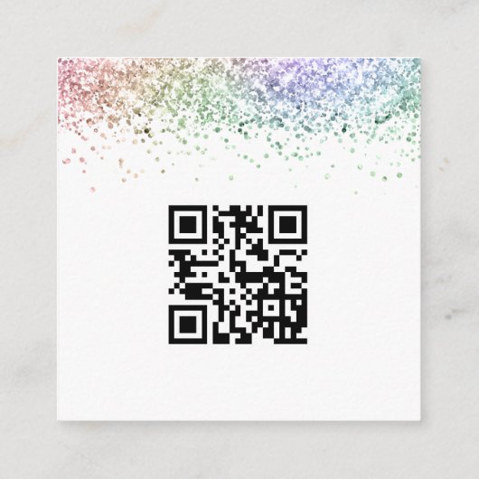 Carte D'accompagnement Mini Glam Rainbow Parties scintillant QR Code Mari (Dos)