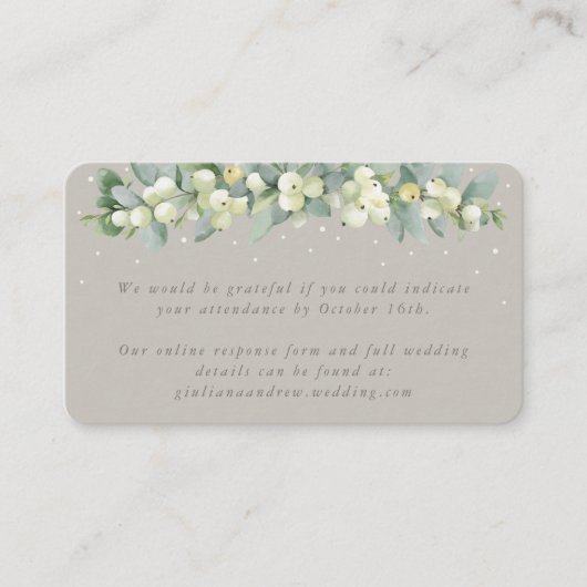 Carte D'accompagnement Mini Greige Snowberry+Eucalyptus RSVP en ligne (Devant)