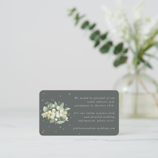Carte D'accompagnement Mini Gris Vert Snowberry+Eucalyptus en ligne RSVP (Debout devant)
