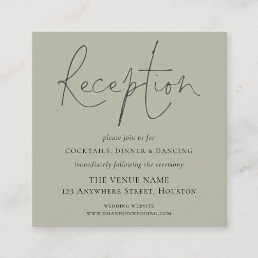 Carte D'accompagnement MINI Light Sage Wedding Détails de la réception (Devant)