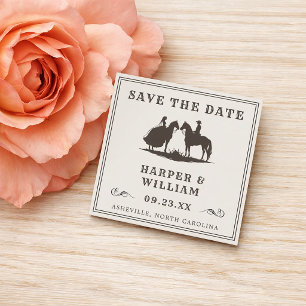 Carte D'accompagnement Mini mariage western silhouette à cheval