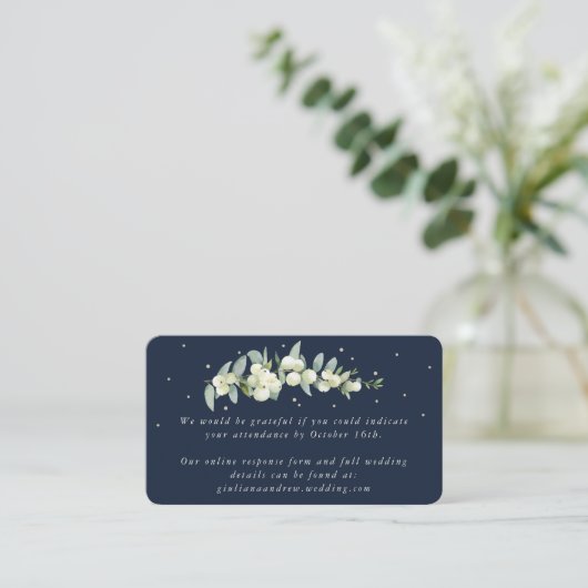 Carte D'accompagnement Mini Marine Snowberry+Eucalyptus Mariage en ligne  (Debout devant)