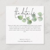 Carte D'accompagnement MINI Modern Eucalyptus Détails du Mariage Script (Devant)