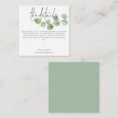 Carte D'accompagnement MINI Modern Eucalyptus Détails du Mariage Script (Devant / Derrière)