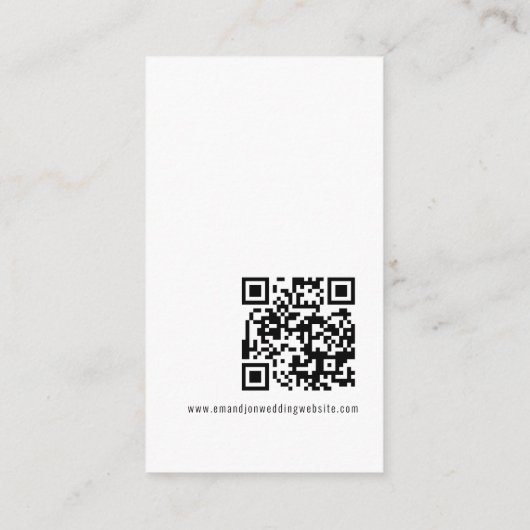 Carte D'accompagnement Mini Modern Script Info QR Code Détails du Mariage (Dos)