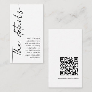 Carte D'accompagnement Mini Moderne Calligraphie QR Code Détails du Maria