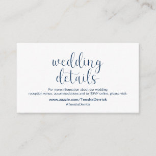 Carte D'accompagnement Mini, Police bleue marine, Détails du Mariage