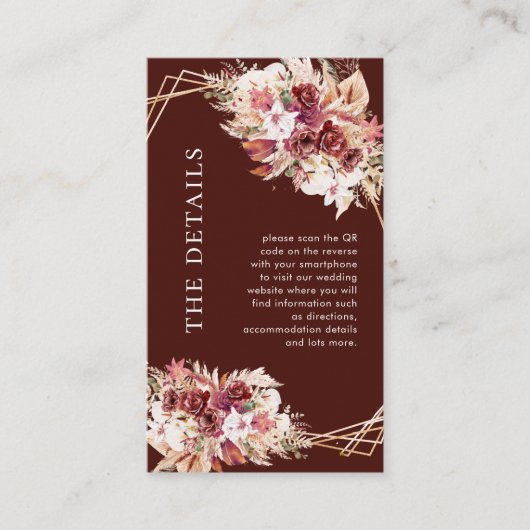 Carte D'accompagnement Mini QR Code Terracotta Boho Wedding Details  (Devant)