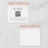 Carte D'accompagnement Mini Rose Gold Parties scintillant QR Code Mariage (Devant / Derrière)