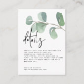 Carte D'accompagnement MINI Script Green Eucalyptus Détails du Mariage (Devant)