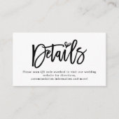 Carte D'accompagnement Mini script QR Code - Détails du Mariage (Devant)