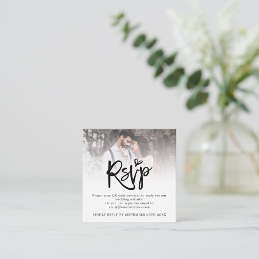 Carte D'accompagnement Mini Script QR Code photo Mariage RSVP Enclôture (Debout devant)