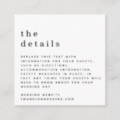 Carte D'accompagnement MINI Simple noir blanc Détails du Mariage (Devant)