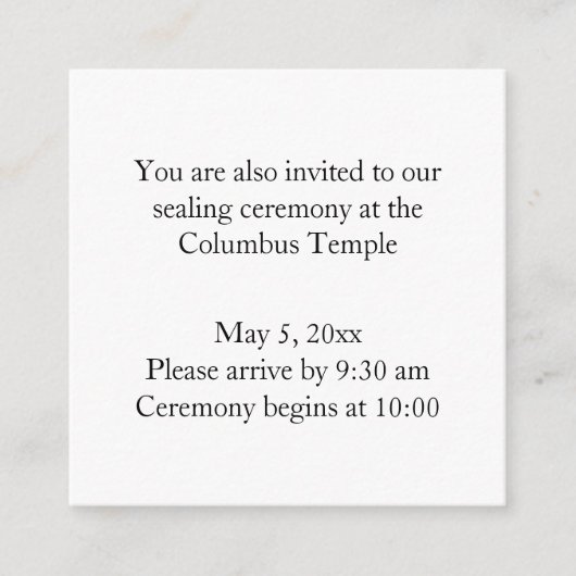 Carte D'accompagnement Mini Square Diamond-Back Temple Sealing (Devant)