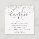 Carte D'accompagnement MINI TAILLE Argent Parties scintillant Mariage Dét (Devant)