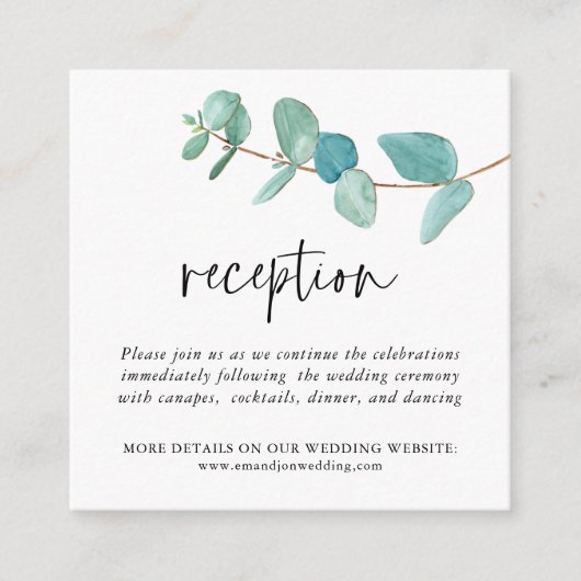 Carte D'accompagnement MINI TAILLE Eucalyptus Réception de mariage (Devant)